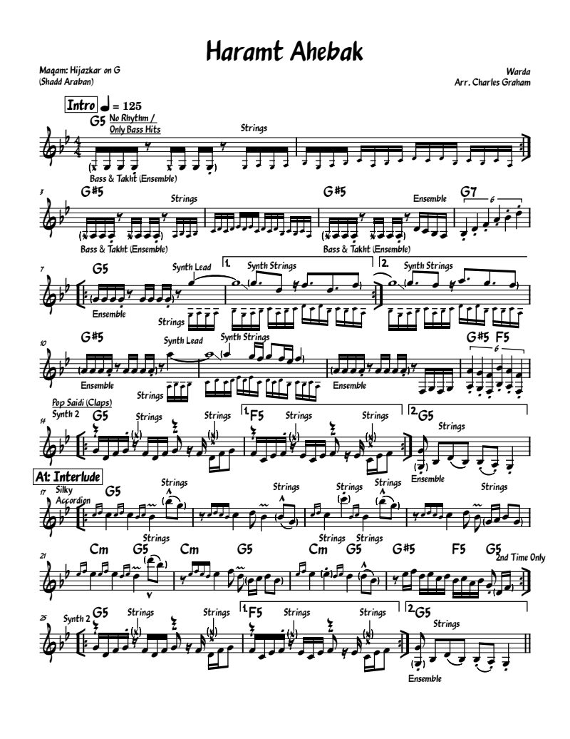 Haramt Ahebak — sheet music preview