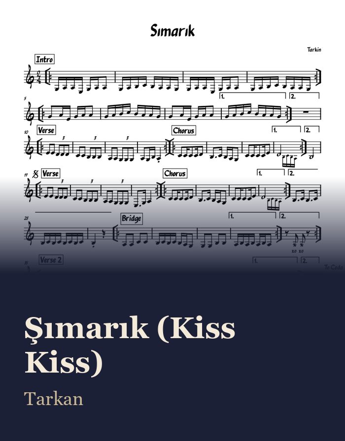 Şımarık (Kiss Kiss) — sheet music preview